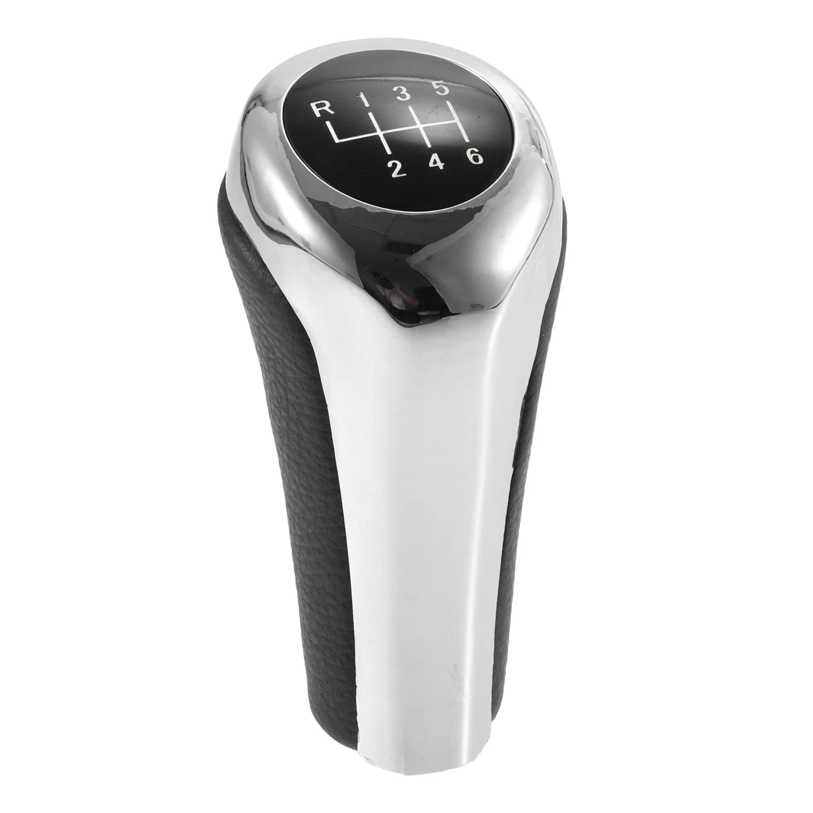 6 Speed Manual Shift Knob for BMW X1 E84 (2009–2015) Faux Leather Black Silver Tone