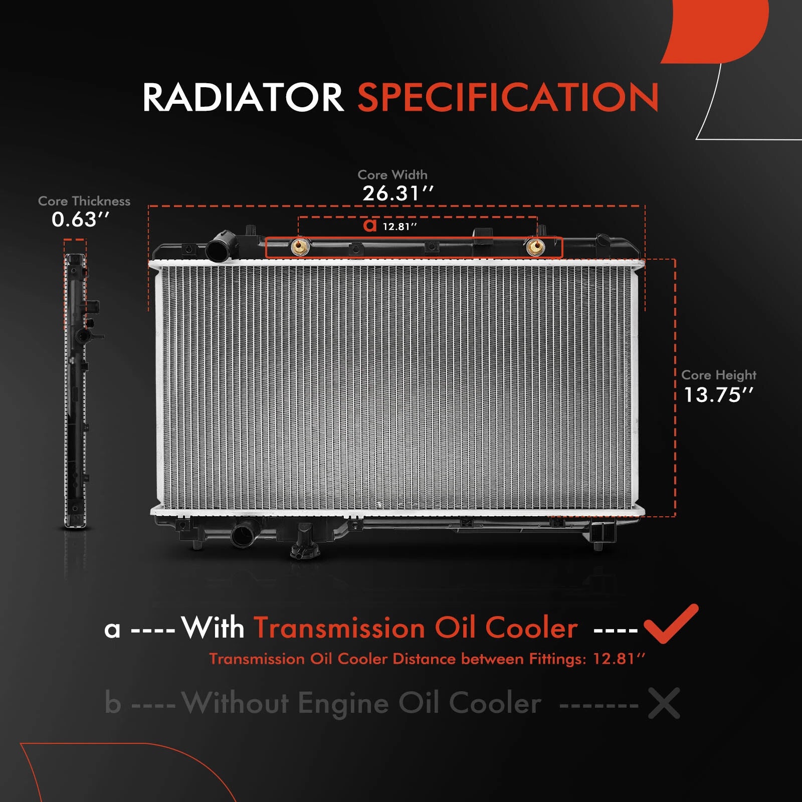 Radiator with Oil Cooler for Honda CR-V (1997–2001)