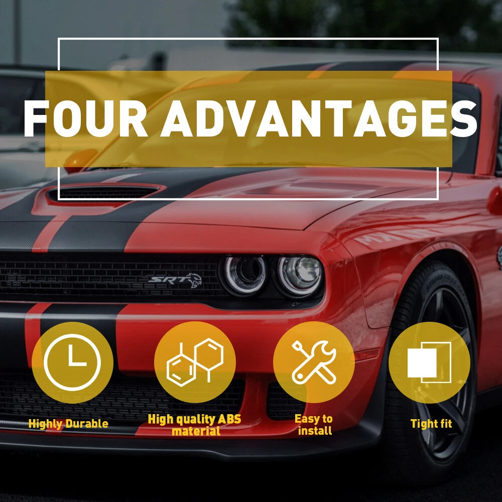 Pair Front Headlight Trim Covers for Dodge Challenger (2015–2020) Black