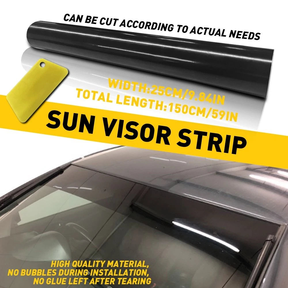 60" x 10" Car Windshield Sun Visor Tint Strip Black Vinyl Decal