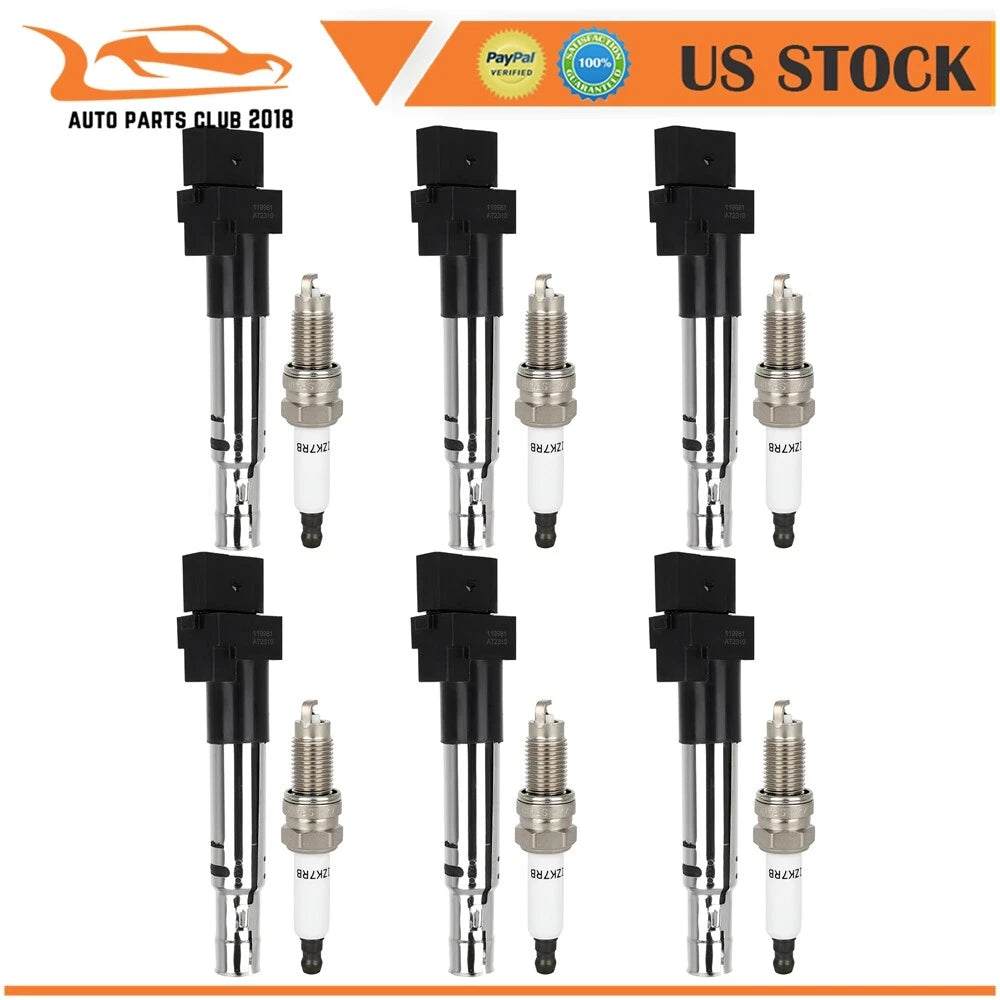 Set of 6 Ignition Coils and 6 Spark Plugs for Volkswagen Touareg (2004–2006)