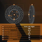 Set of 2 Front Drilled & Slotted Brake Rotors for Saturn Aura (2007–2009) S-55093