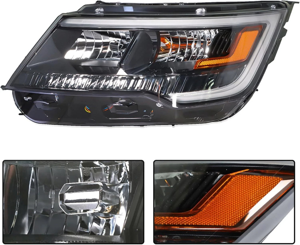 LH+RH Headlight Assembly Pair w/LED DRL for Ford Explorer (2016–2019)