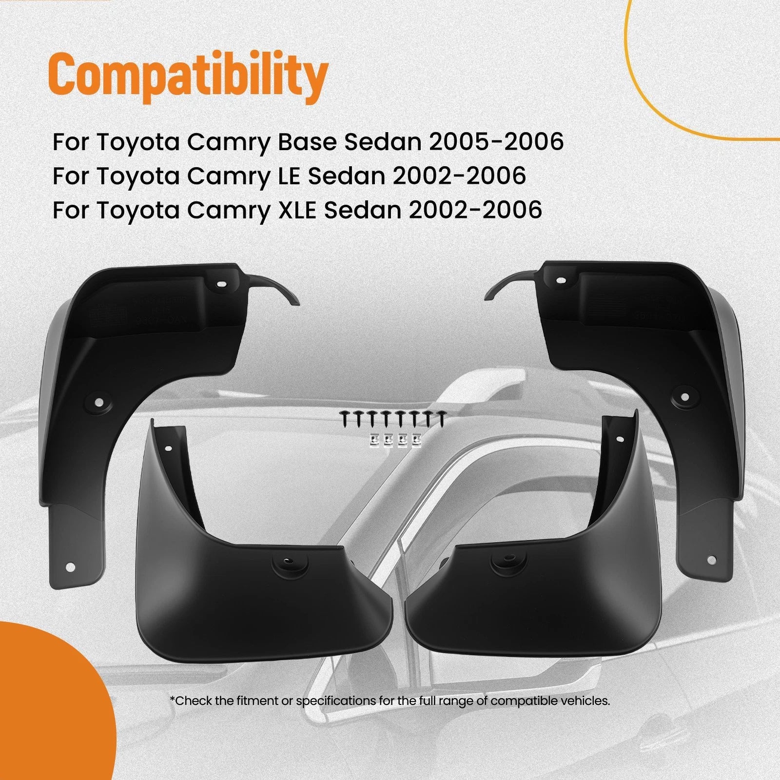 Set of 4 Anti-Splash Mud Guards for Toyota Camry (2002–2006)