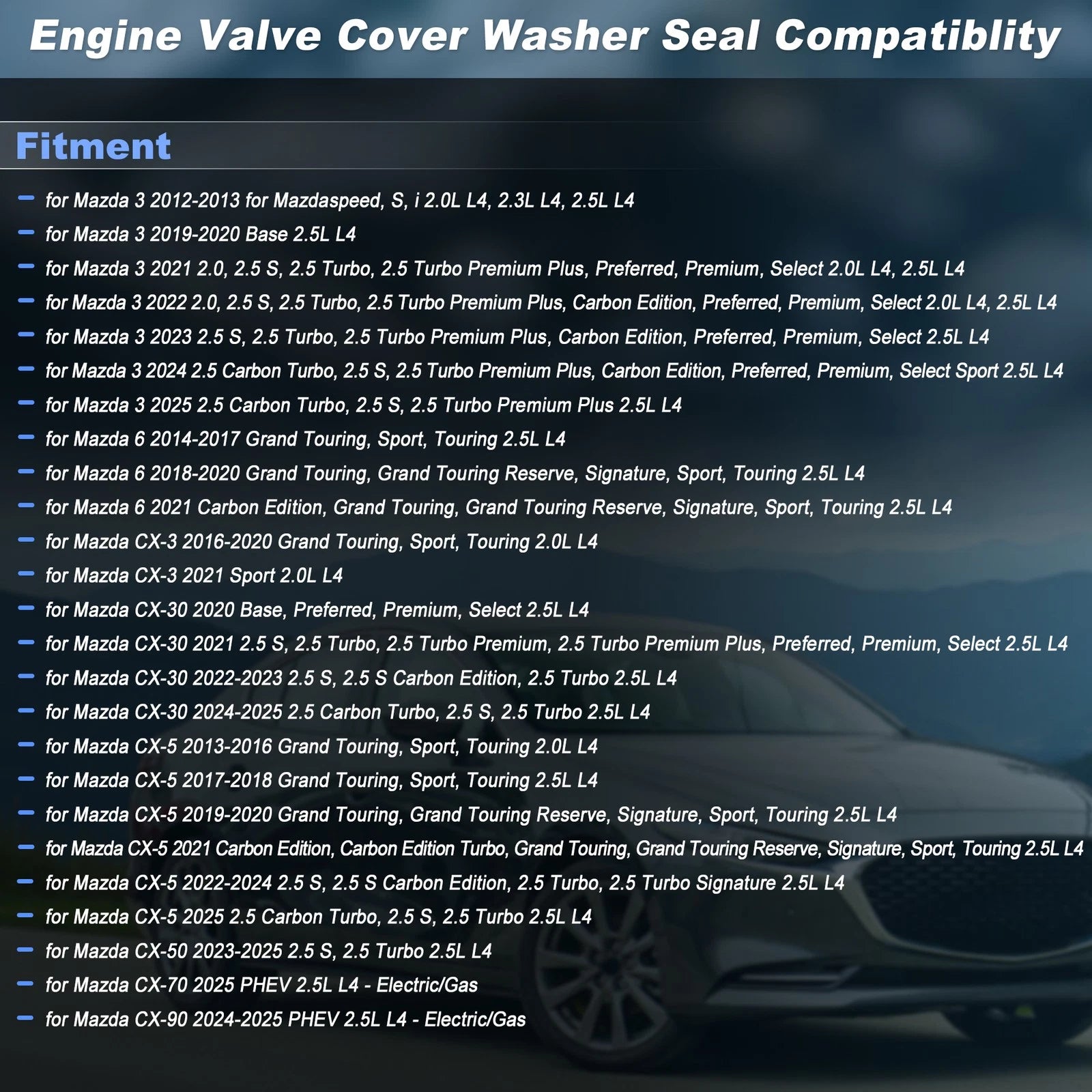 Engine Crankshaft Seal for Mazda 3 6 CX-3 (PE01102D5)