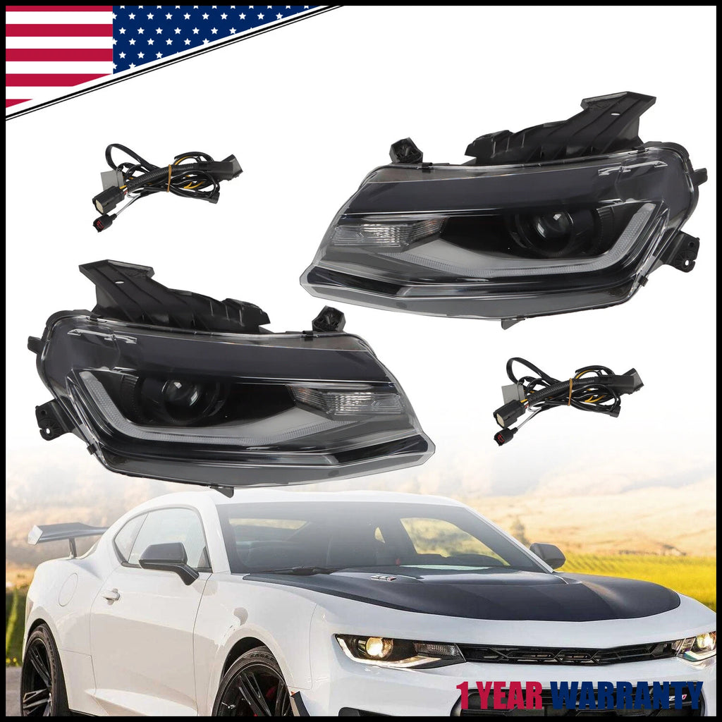 Halogen Projector Headlights w/DRL LED Switchback for Chevy Camaro (2016–2018)