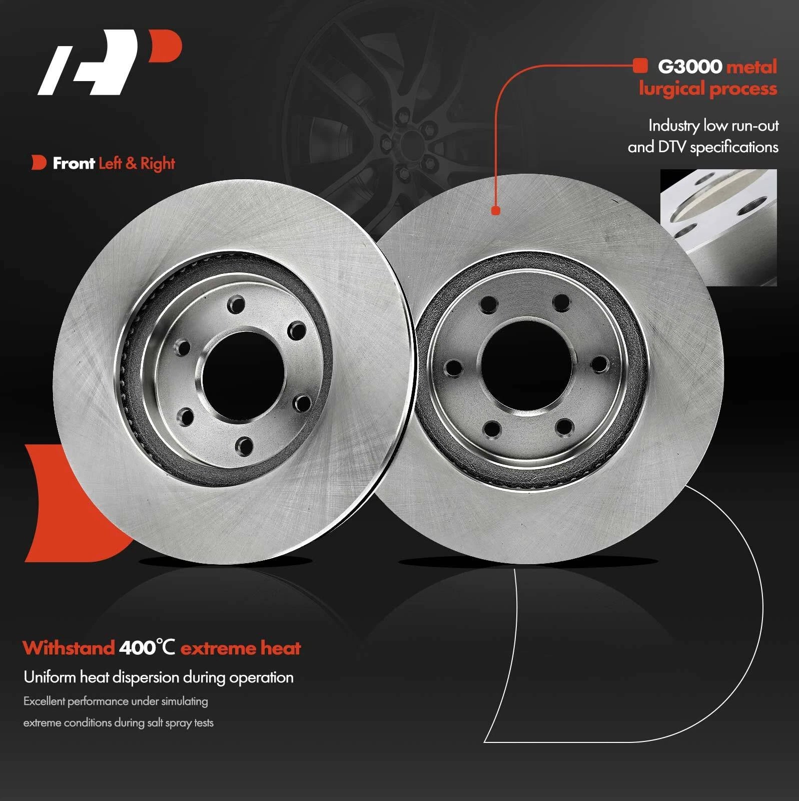 Front Disc Brake Rotors for Chevy Trailblazer (2006–2009) Saab 9-7x (2008–2009)
