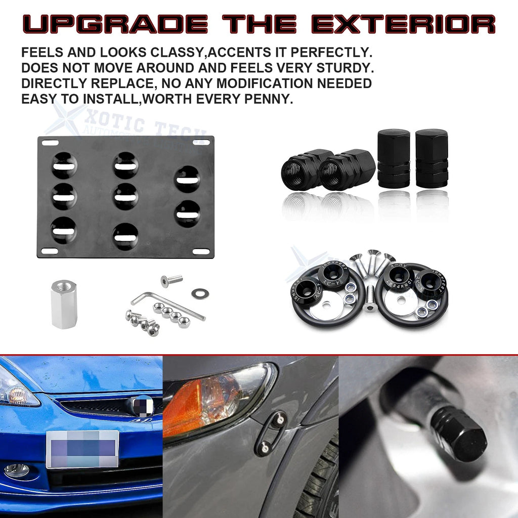Tow Hook License Plate + Air Valve Cap for Honda S2000 (1999-2009)
