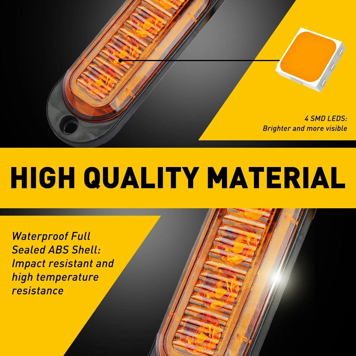 Set of 4 Amber LED Marker Lights for Truck Trailer (Oval)