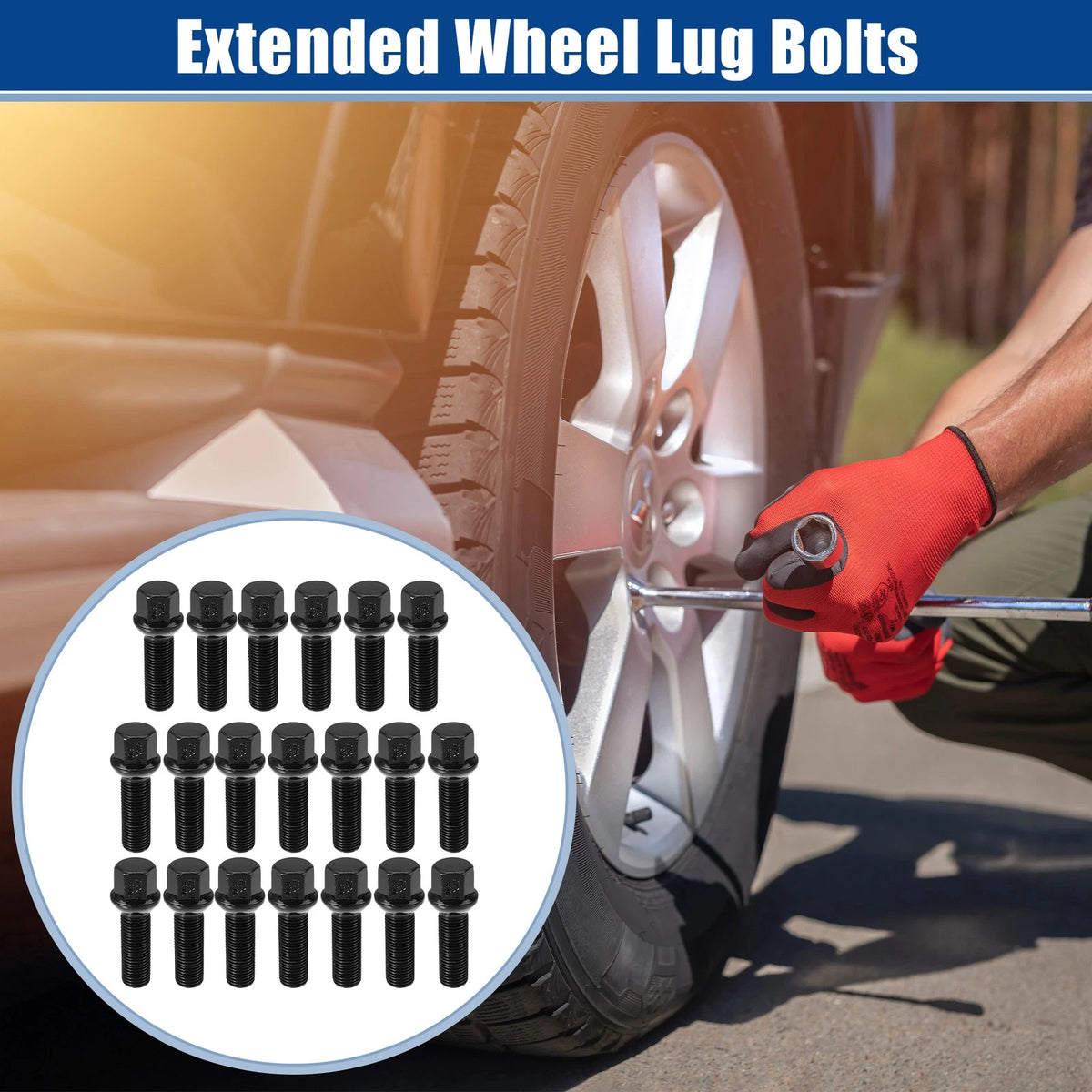 20pcs M14x1.5 Extended Wheel Lug Bolts Ball Seat 40mm for VW Audi 