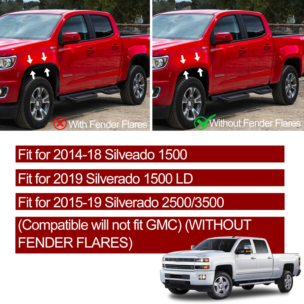 Front Molded Splash Guards for Chevrolet Silverado (2014-2018) Black