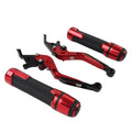 Red Extendable Brake Clutch Lever Grip Set for Kawasaki Ninja 650R (2006-2011)