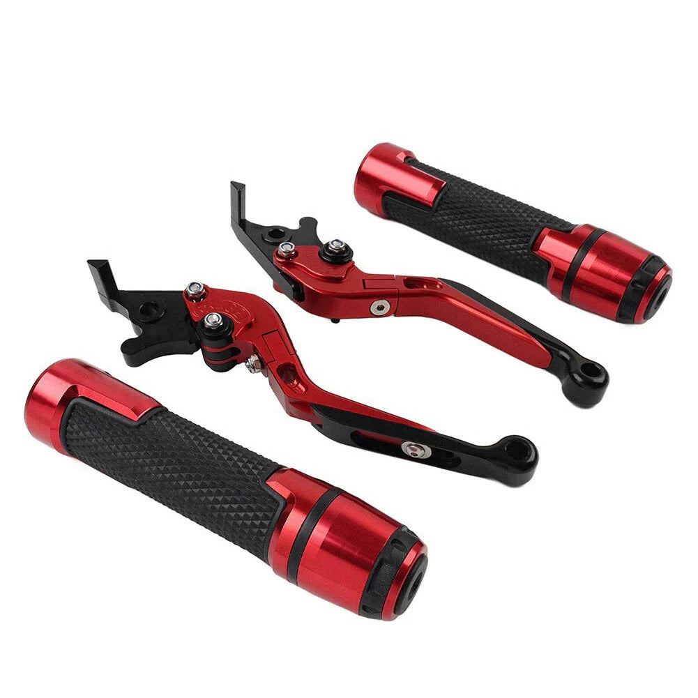 Red Extendable Brake Clutch Lever Grip Set for Kawasaki Ninja 650R (2006-2011)