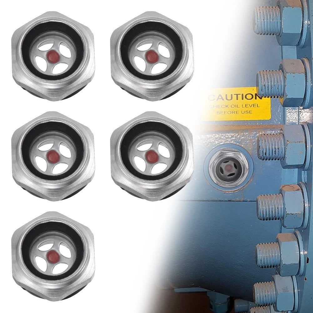Set of 5 Oil Level Sight Glass 1/2" Thread Size 17mm Overall Height