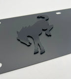 License Plate Frame Black Metal w 3D Bucking Ford Bronco Logo (2021–2024)