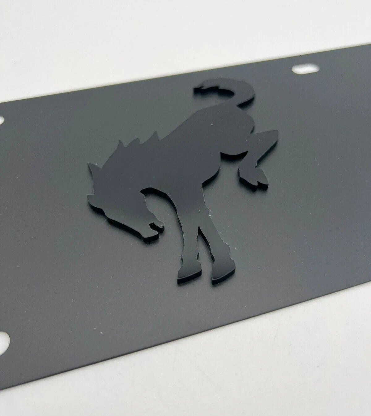 License Plate Frame Black Metal w 3D Bucking Ford Bronco Logo (2021–2024)