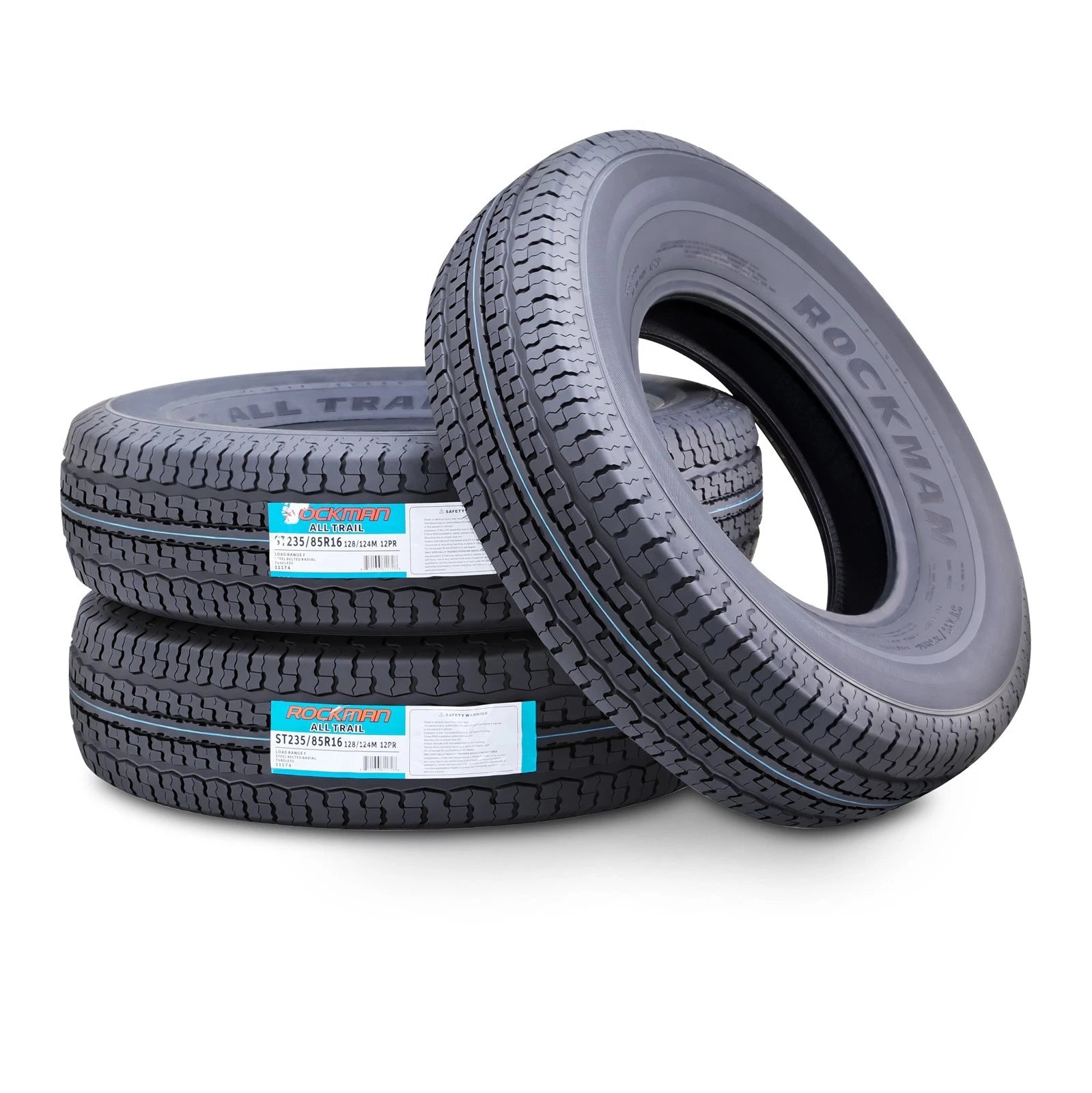 Set of 3 ROCKMAN ST235/85R16 12-Ply Trailer Tires 11174