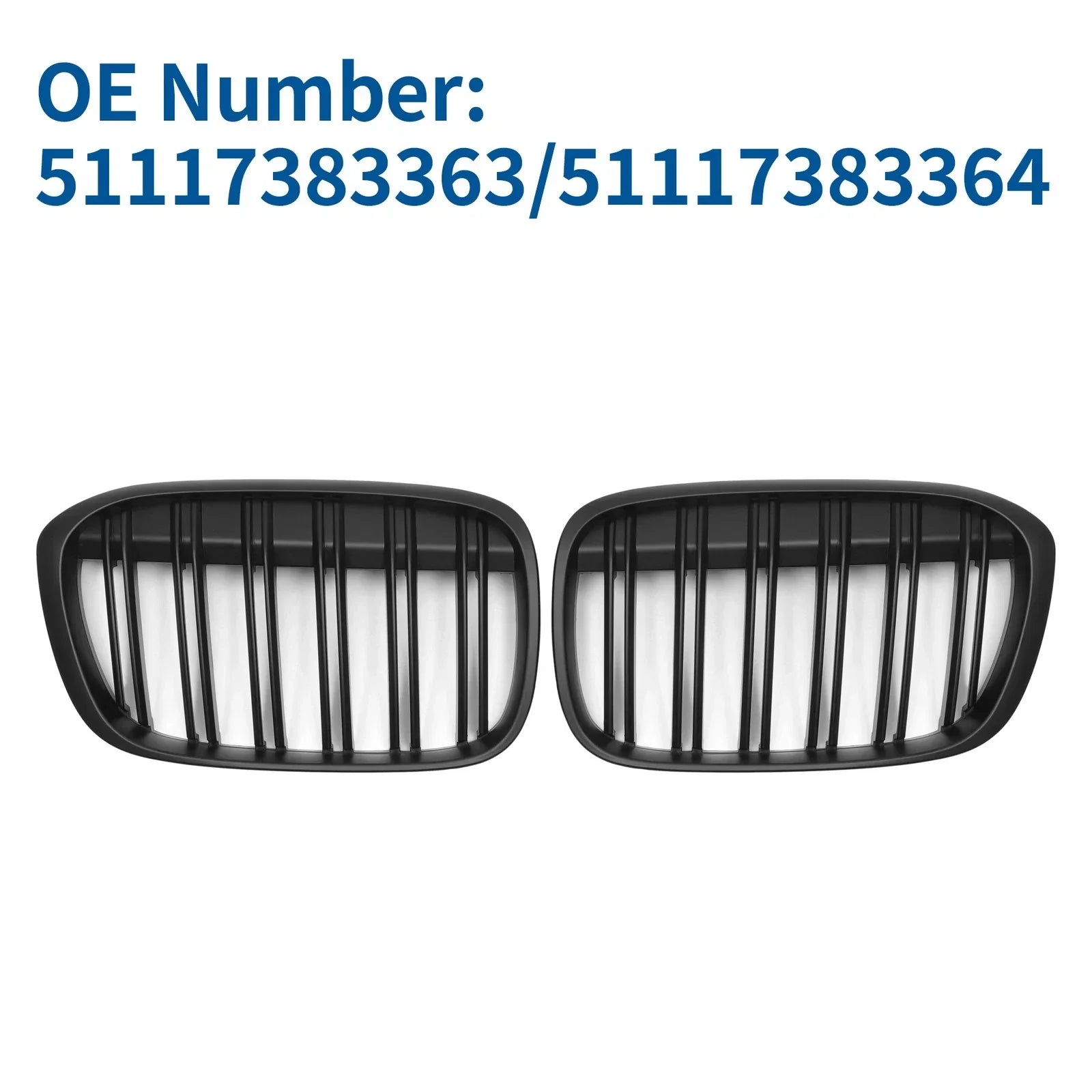 1 Pair Front Upper Bumper Grille for BMW X1 Matte Black (2016 - 2022)