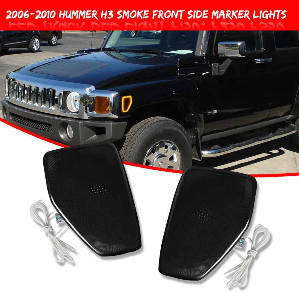 Set of 2 Smoked LED Front Fender Side Marker Lights for Hummer H3 (2005–2010)
