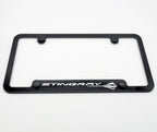 License Plate Frame Rear Black with Silver Chevy C8 Corvette Logo for Chevrolet Corvette (2020–2022)