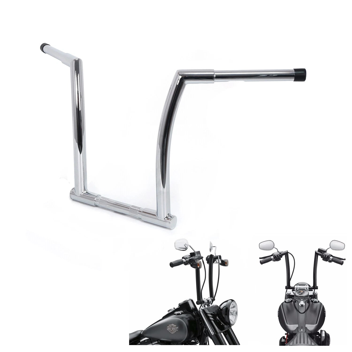 Chrome 14" Rise Handlebar for Harley FXDLS (2016–2017), FLS FLSS FLSTC FLST (2000–2017)