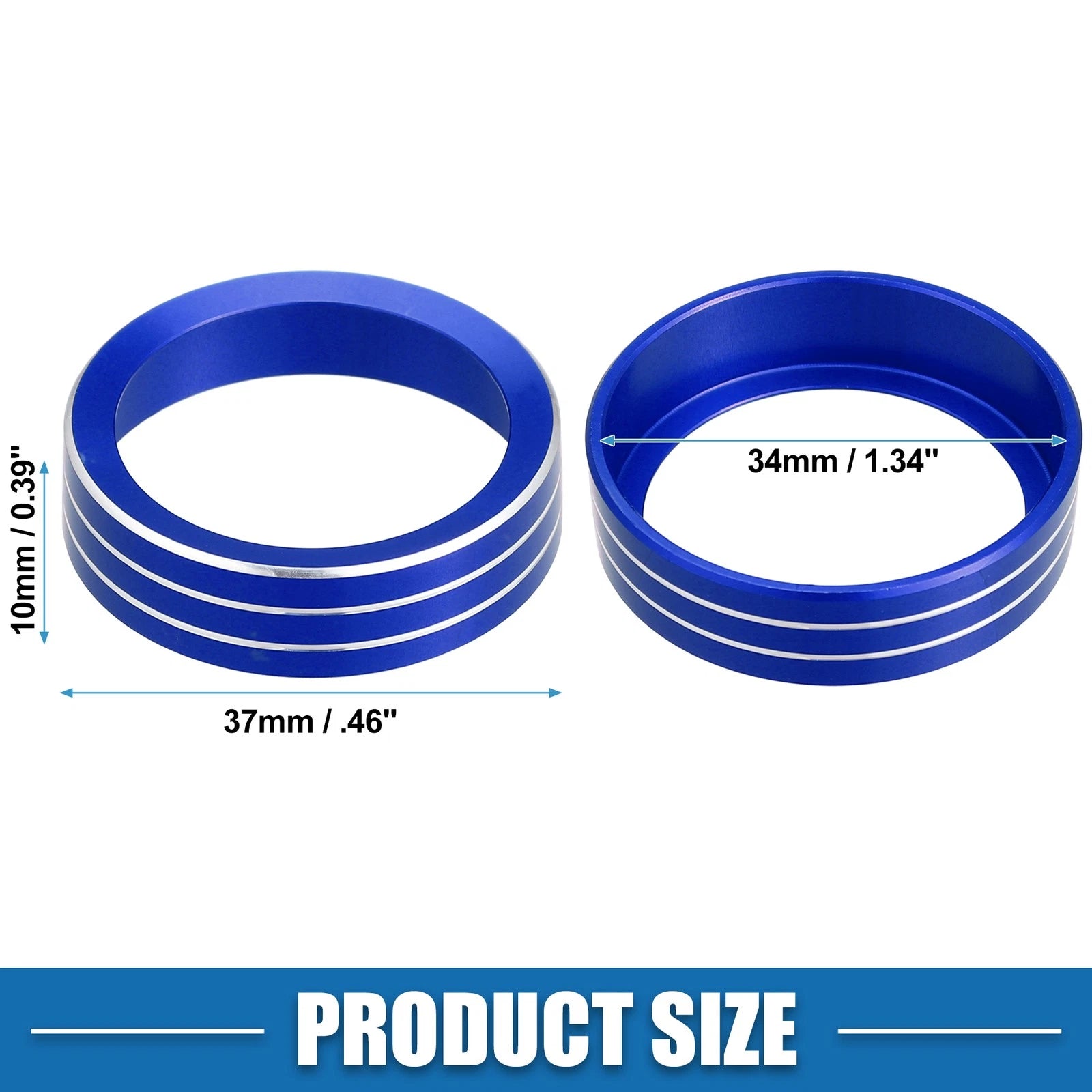 2X AC Knob Ring Covers for Nissan Rogue (2014–2020) Blue