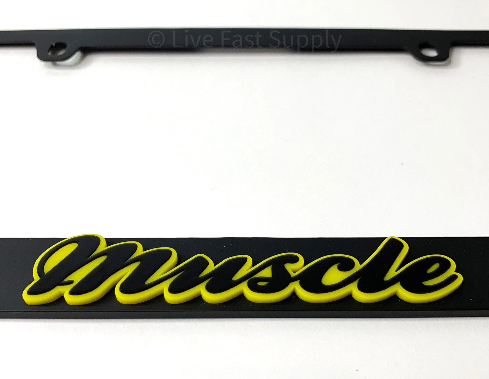 Matte Black License Plate Frame Premium with Yellow Outline for Universal Use