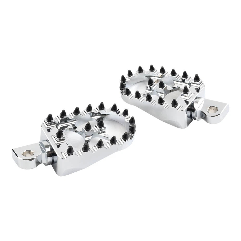 Wide Fat Foot Pegs for Harley Dyna Sportster Fatboy (Chrome)