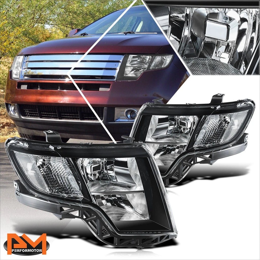 Factory Style Headlights for Ford Edge (2009–2010) - Black Housing, Clear Corner