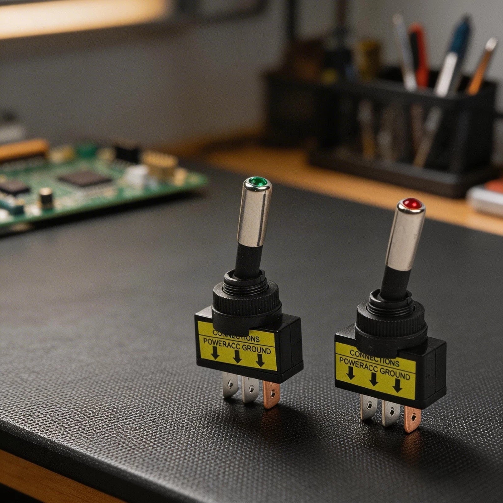 2X 12mm Toggle Switch SPST 3Pin LED On Off for Automotive (12V 20A)
