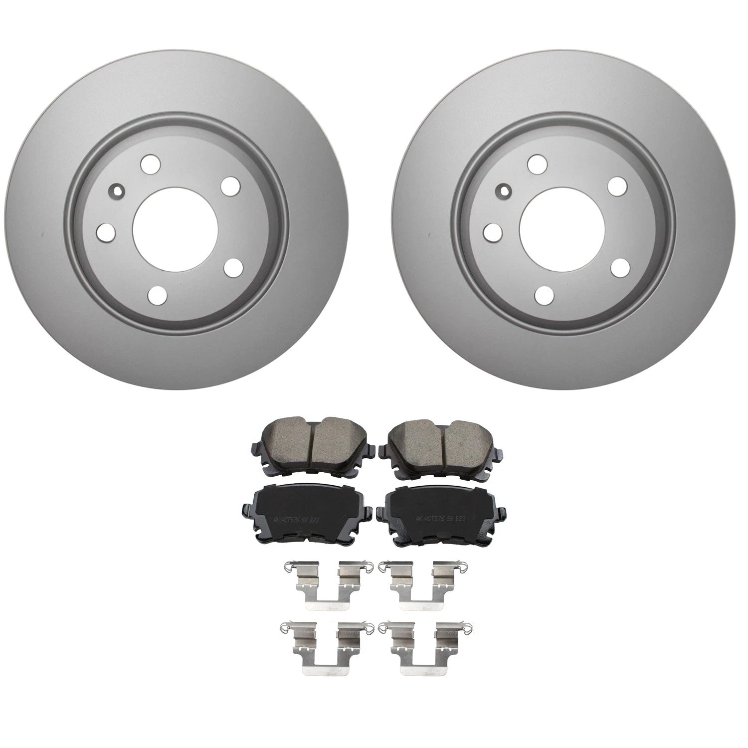 Set of 4 Hella Rear Rotors & Akebono EURO Ceramic Brake Pads for Audi A4 A5 Q5 (2008–2020)