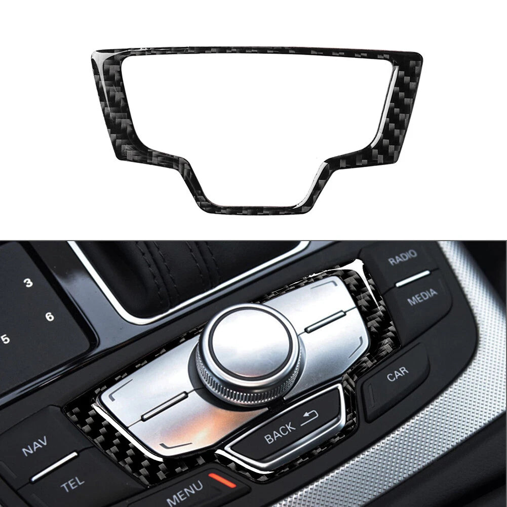 Carbon Black Multimedia Knob Cover Trim for Audi A6 A7 (2012–2018)
