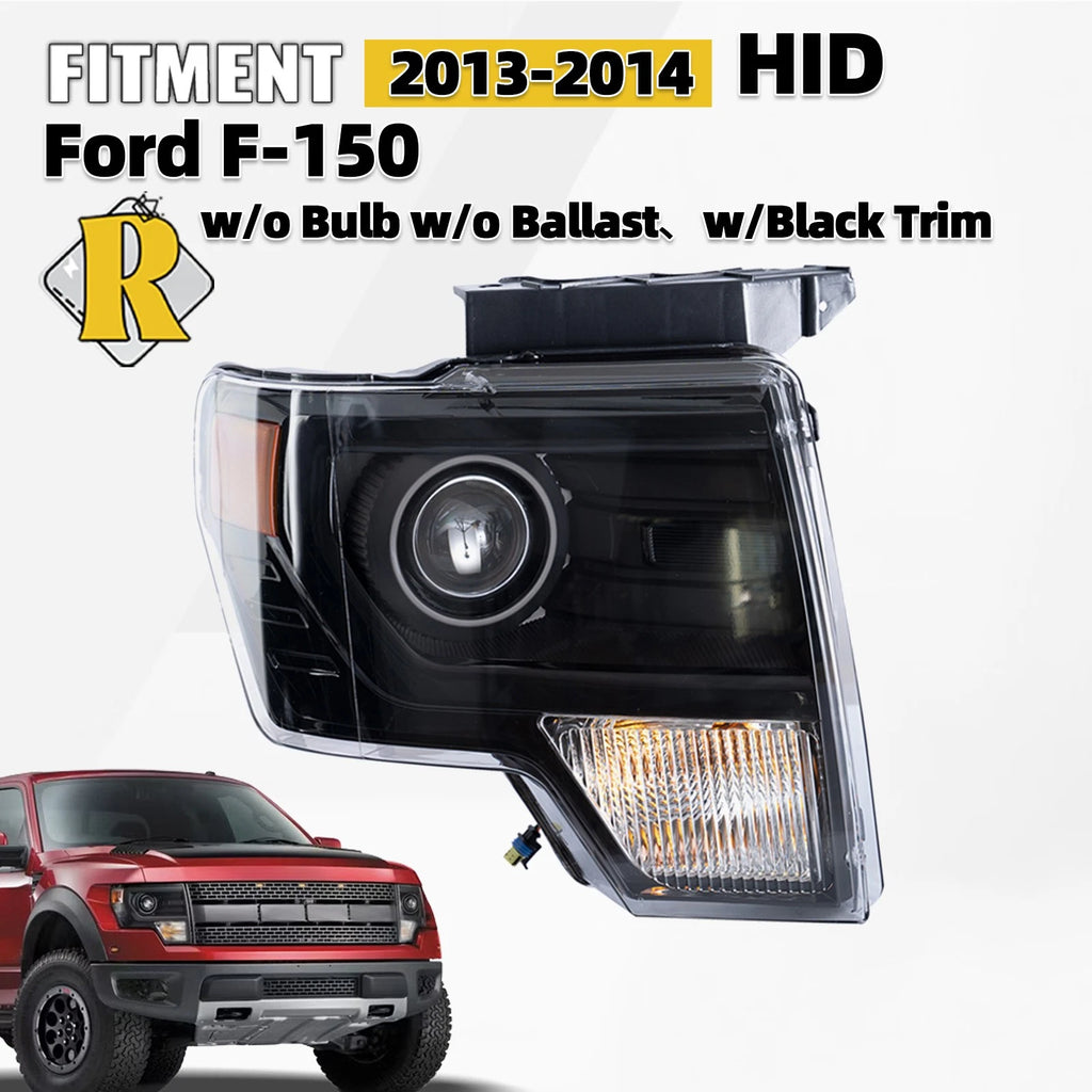 HID/Xenon Headlight for Ford F-150 (2013–2014) Right Side Black Trim