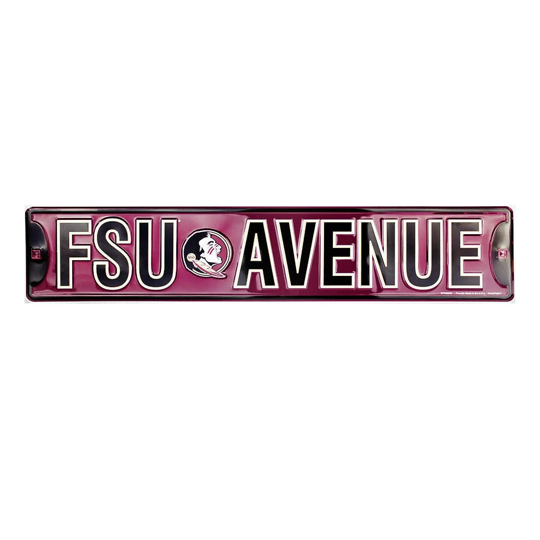 FSU Avenue Embossed Metal Street Sign for Florida State University (5 x 24")