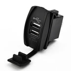 USB Power Charger with White LED Indicator for Vehicle Boat Use