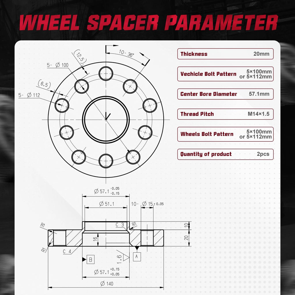 20mm Hubcentric Wheel Spacers for Audi TT (1999-2018)