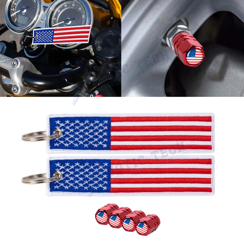 American Flag Keychain Tag for Motorcycle (Red/Blue) (2018–2025)
