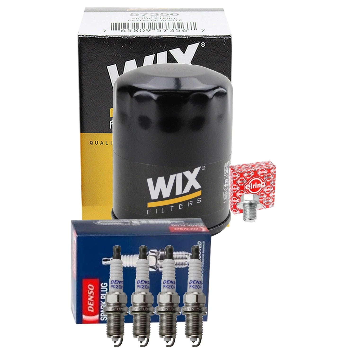 Wix Engine Oil Filter & Denso Spark Plugs Set for Camry HS250h RAV4 Solara (–)