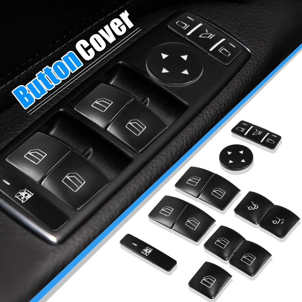 Set of 4 Front Door Armrest Window Switch Button Covers for Mercedes-Benz 