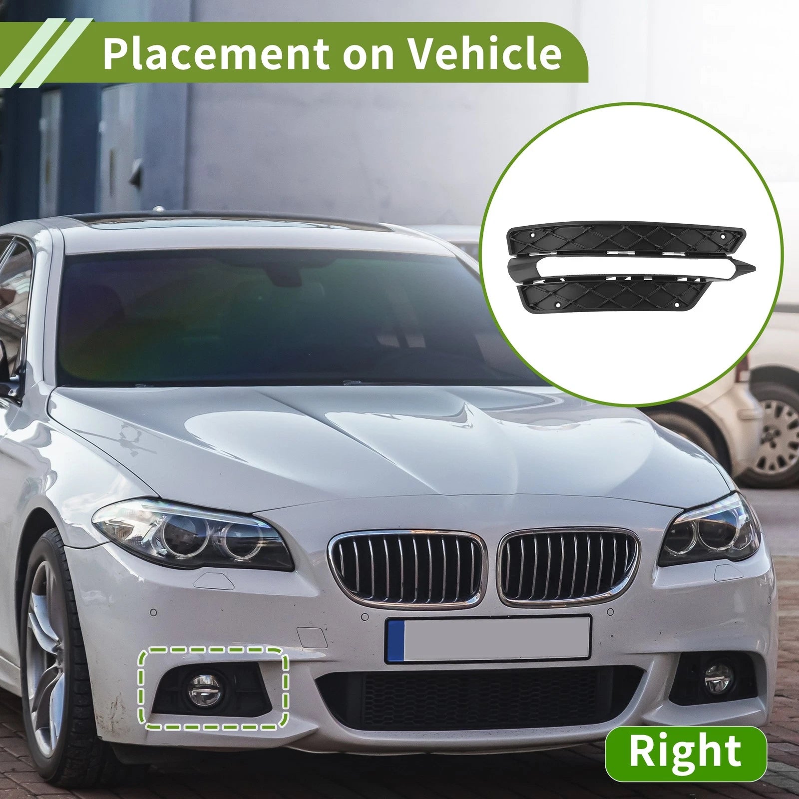 1 Pc Fog Light Grill for Mercedes-Benz C350 (2008–2015) No. 2048851453 Black
