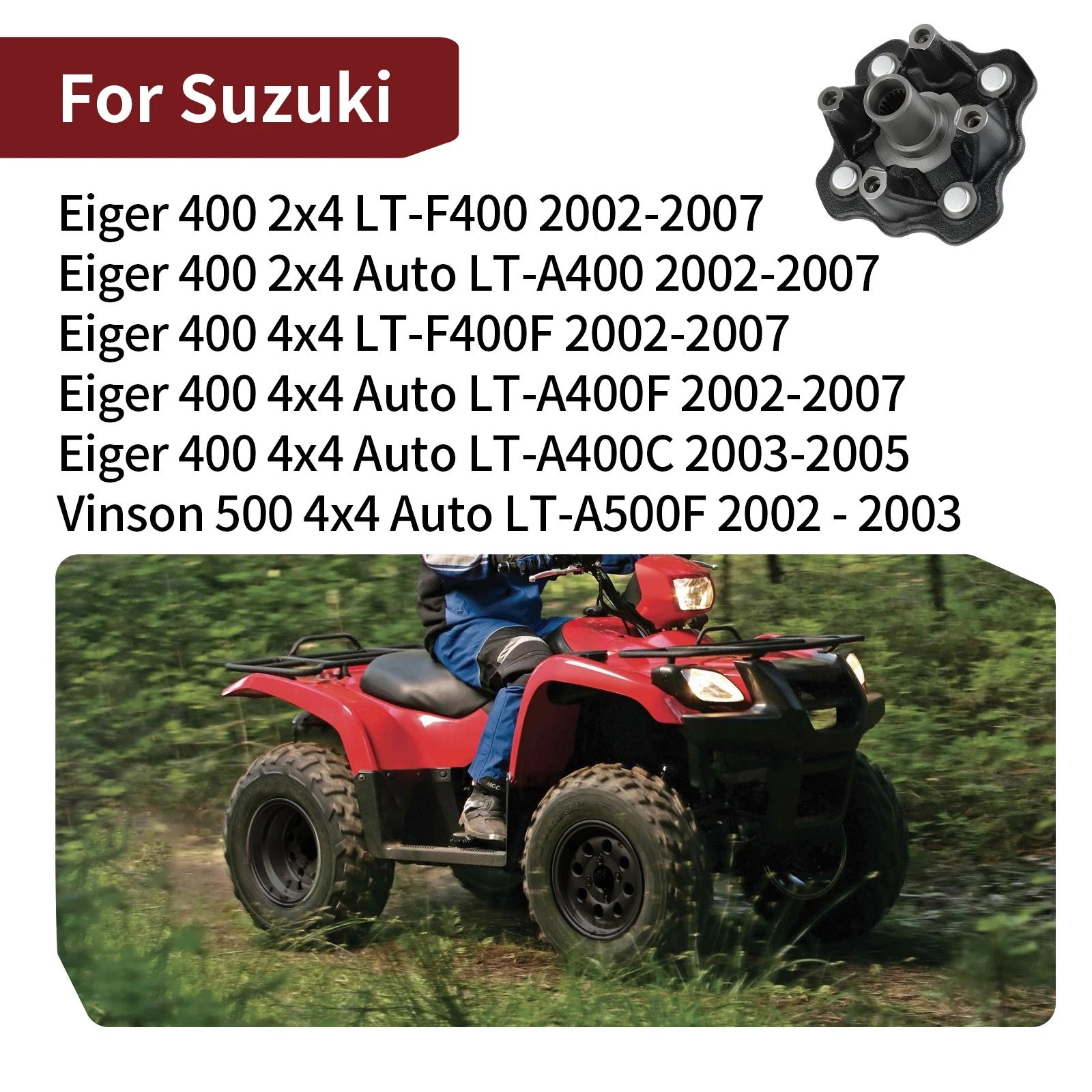 Front Wheel Hub for Suzuki Eiger 400 4x4 LT-A400C (2003–2005) 54110-38F20