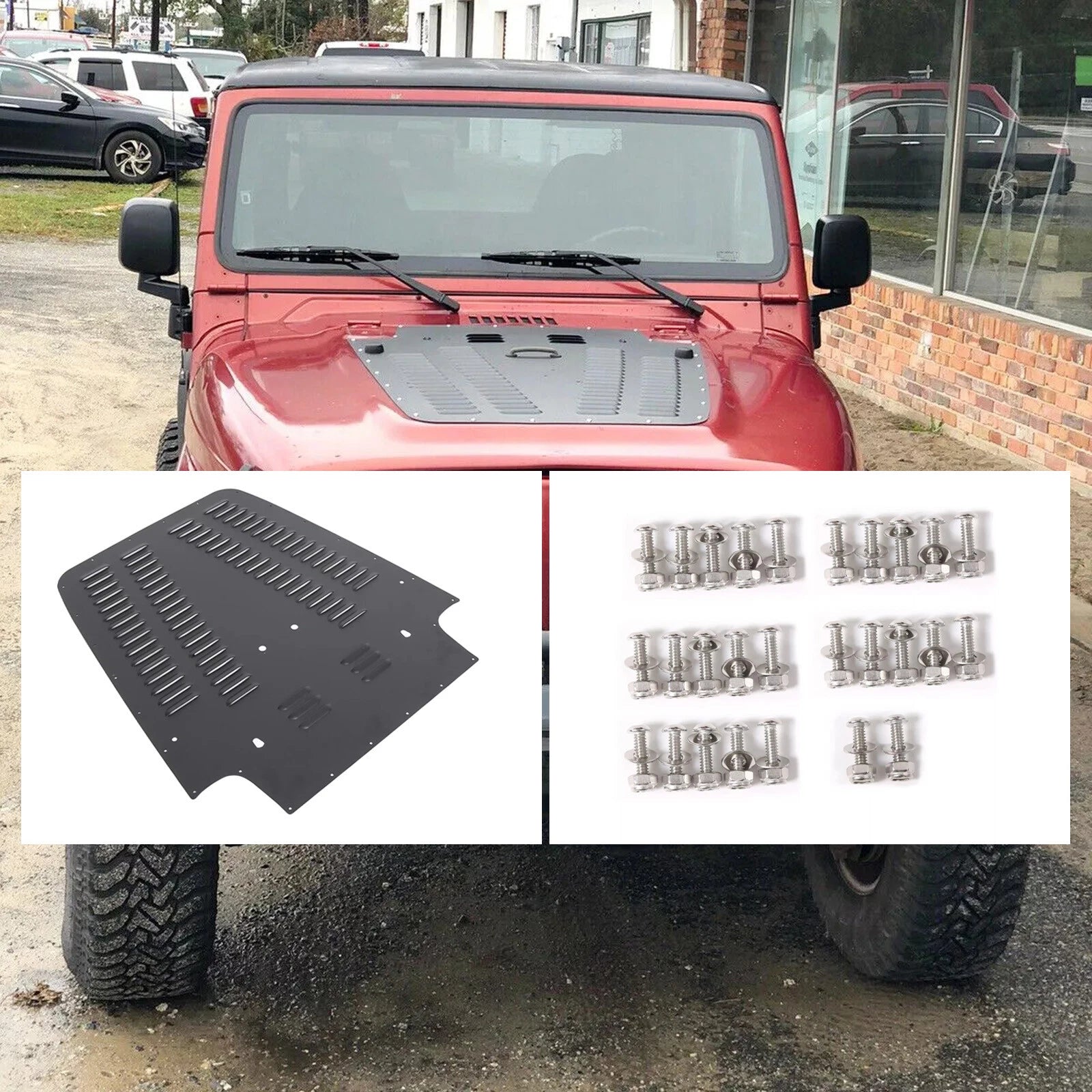 Front Vented Louver Hood Panel for Jeep Wrangler TJ (1997–2002) - Black