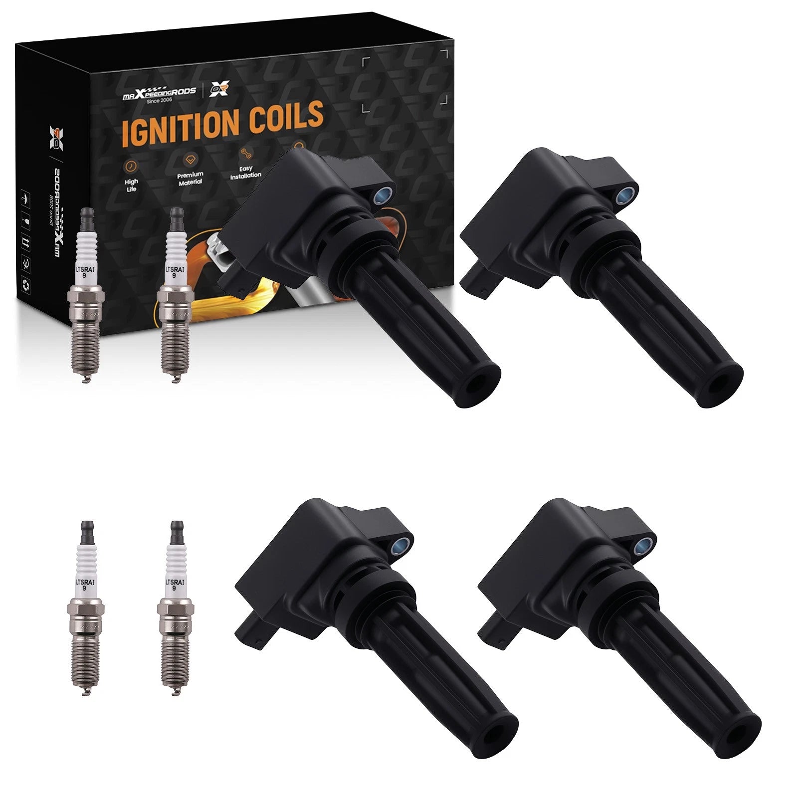 Set of 4 Ignition Coils & Spark Plugs for Ford Bronco Sport Ranger (2019–2022)