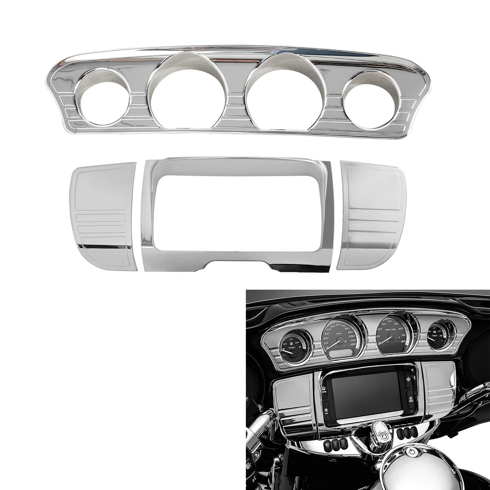 Tri Line Gauge Stereo Accent Trim Cover for Harley Electra Glide (2014–2023)