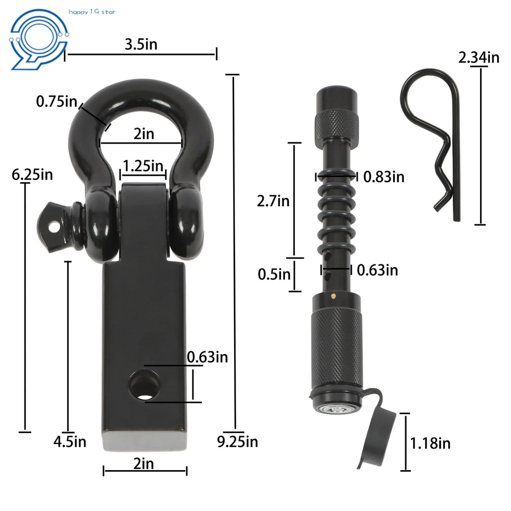 Anti-Theft Shackle Hitch Receiver for 2 Inch Hitches (45000 Lbs)