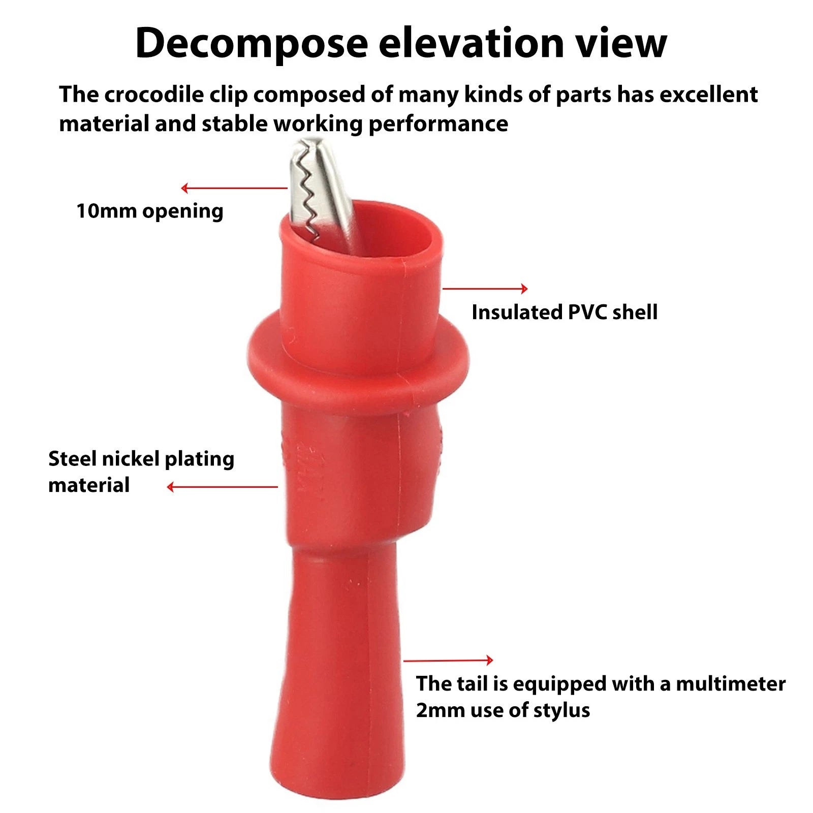 Electro Test Multimeter Clips with Insulated Crocodile Clamps for Automotive