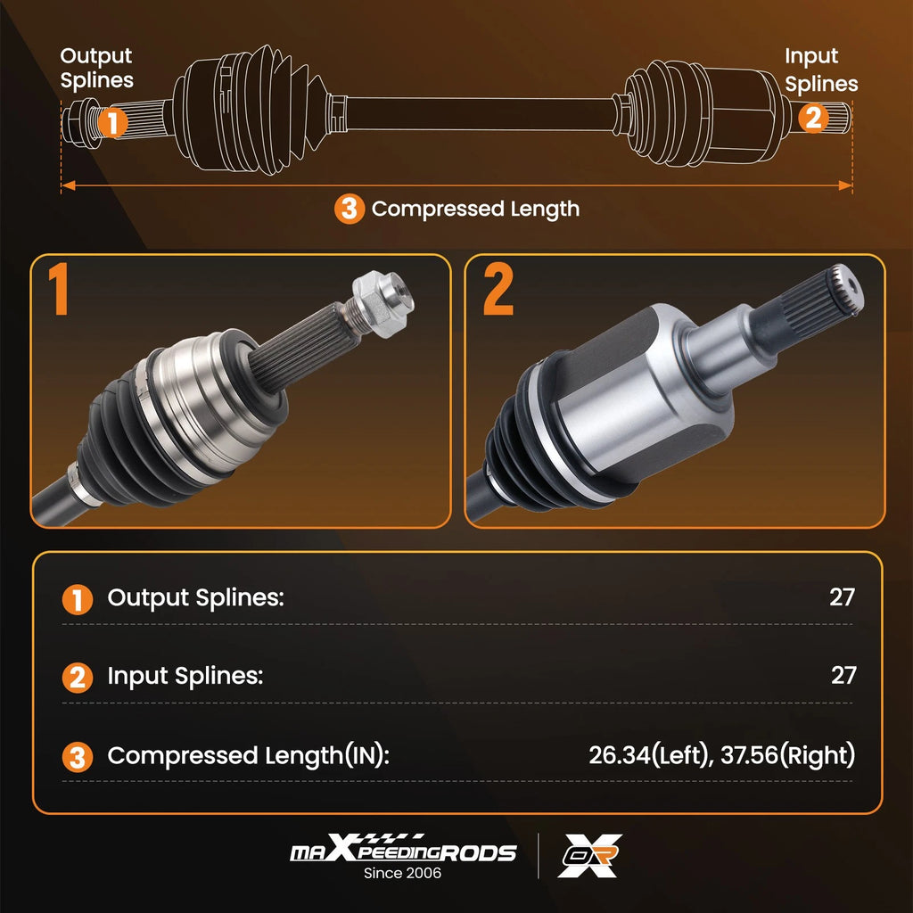 Pair CV Axle Shaft CV Joint for Hyundai Elantra (2017–2018)