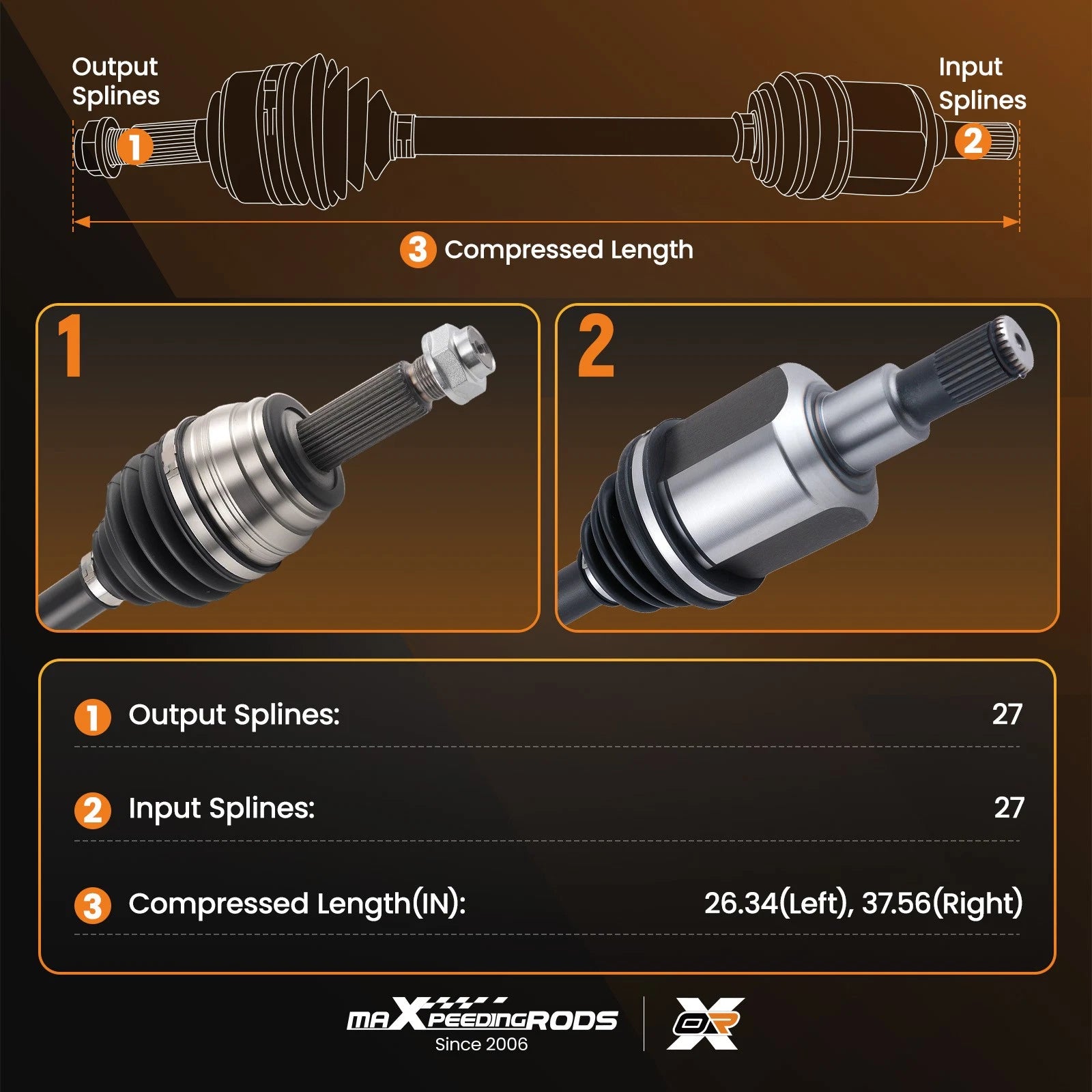 Pair CV Axle Shaft CV Joint for Hyundai Elantra (2017–2018)