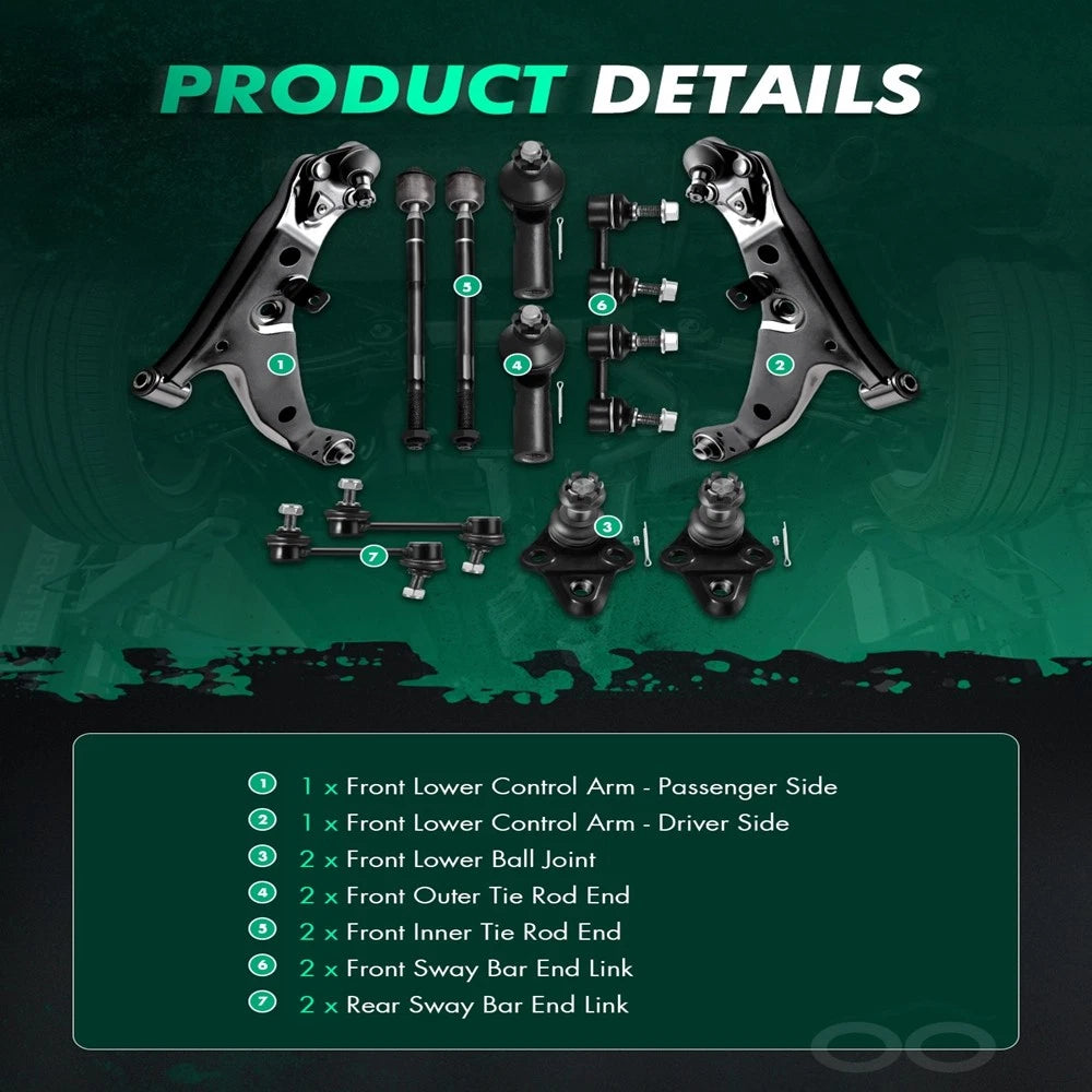 Set of 12 Lower Control Arm Ball Joint Tie Rod Sway Bar for Chevrolet Toyota