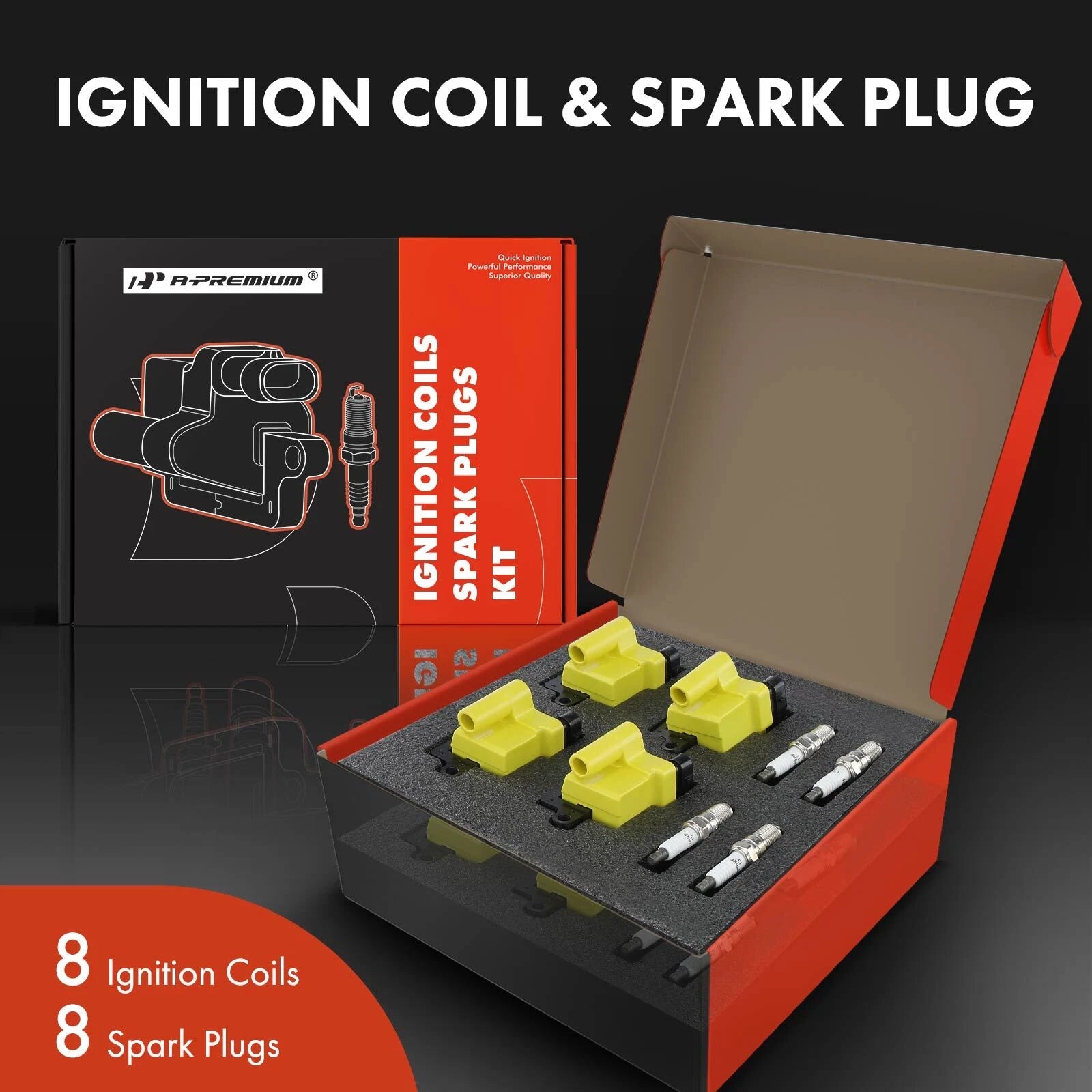 8X Ignition Coil & Iridium Spark Plug for Chevy Silverado (2007-2019)